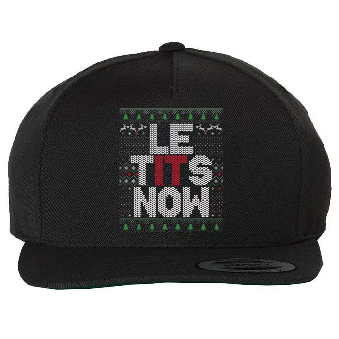 Le Tits Now Christmas Let It Snow Ugly Christmas Wool Snapback Cap