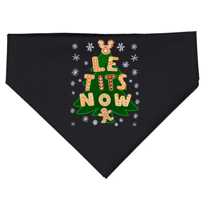 Le Tits Now Let It Snow Humor Christmas Funny Gift USA-Made Doggie Bandana