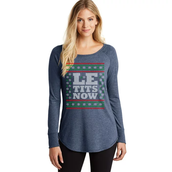 Le Tits Now Ugly Christmas Let It Snow Great Gift Women's Perfect Tri Tunic Long Sleeve Shirt