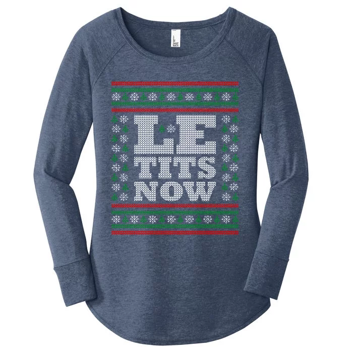 Le Tits Now Ugly Christmas Let It Snow Great Gift Women's Perfect Tri Tunic Long Sleeve Shirt