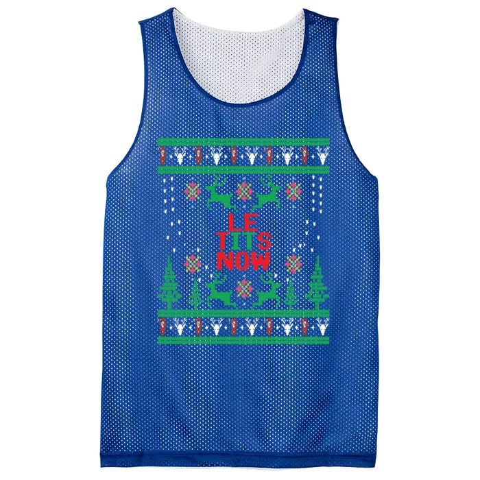 Le Tits Now Christmas Let It Snow Ugly Sweater Party Gift Mesh Reversible Basketball Jersey Tank