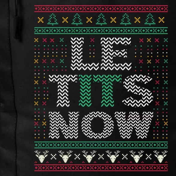 Le Tits Now Christmas Let It Snow Ugly Sweater Funny Daily Commute Backpack