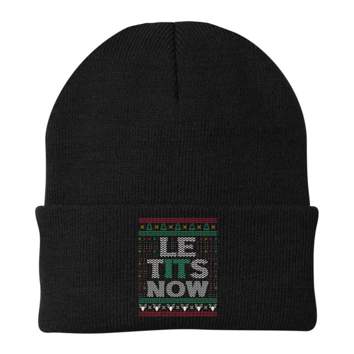 Le Tits Now Christmas Let It Snow Ugly Sweater Funny Knit Cap Winter Beanie