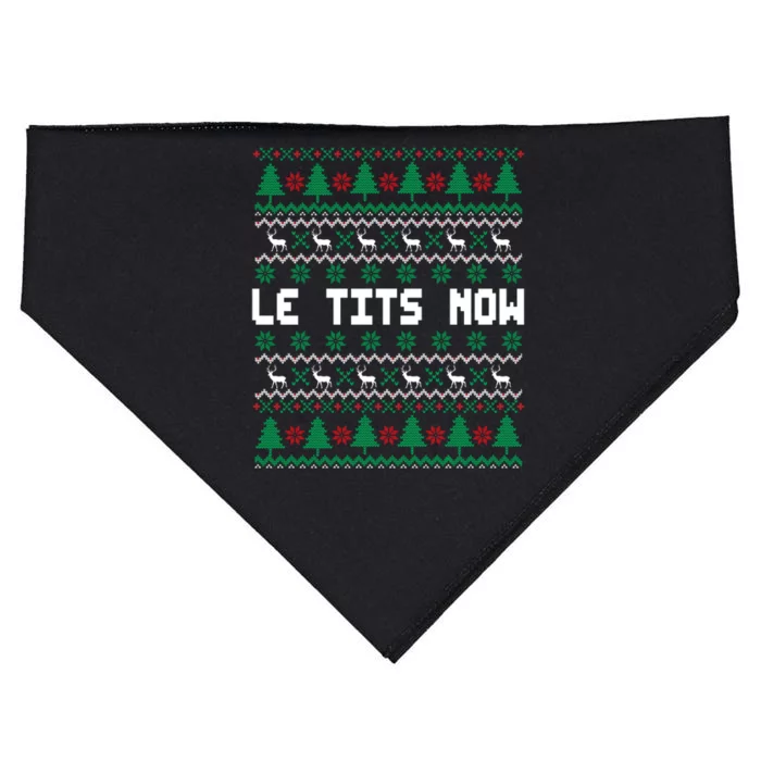 Le Tits Now Ugly Christmas Sweater Let It Snow Gift USA-Made Doggie Bandana