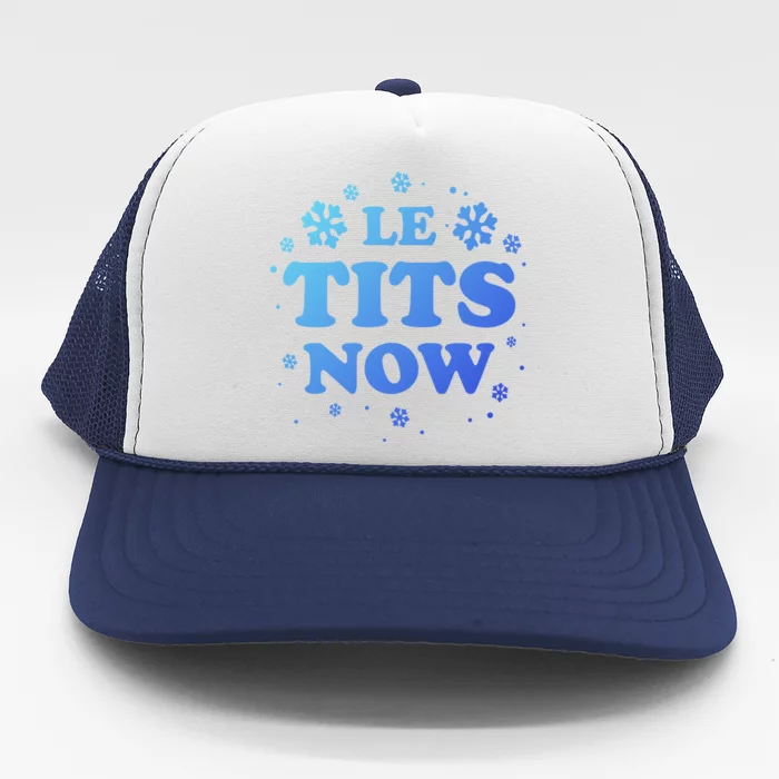 Le Tits Now Let It Snow Funny Christmas Winter Xmas Wordplay Gift Trucker Hat