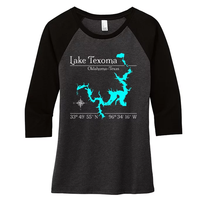 Lake Texoma Oklahoma Texas Women's Tri-Blend 3/4-Sleeve Raglan Shirt