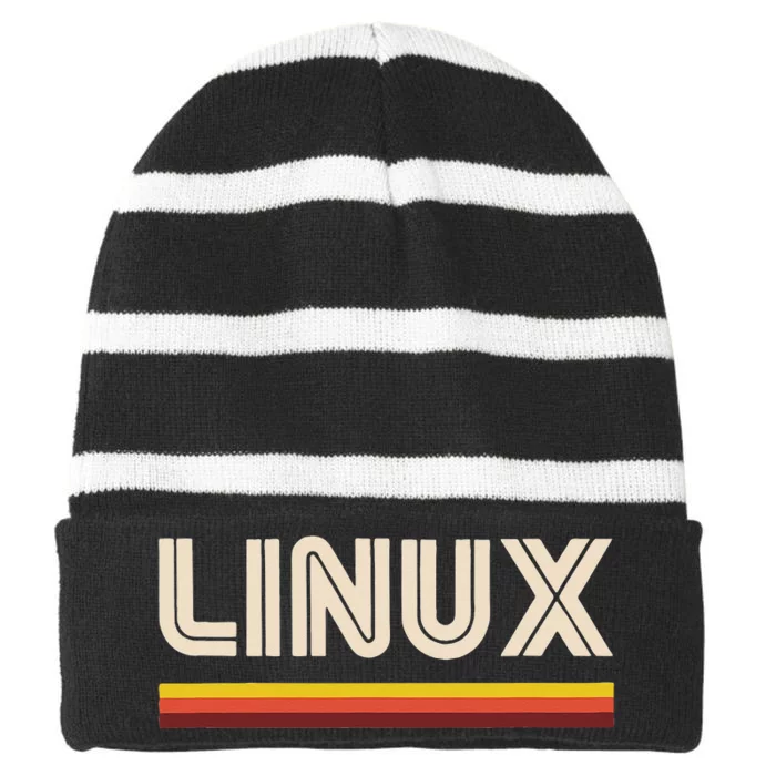 Linux Tee Open Source Striped Beanie with Solid Band