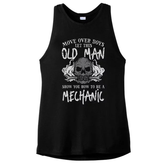 Let This Old Man Show How To Be Mechanic Funny Grandpa Ladies Tri-Blend Wicking Tank