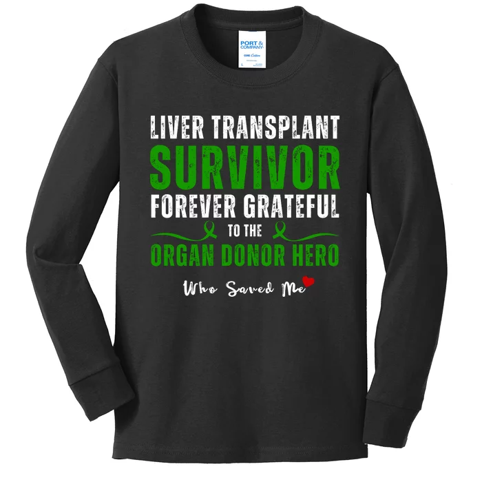 Liver Transplant Organ Recipient Survivor Kids Long Sleeve Shirt