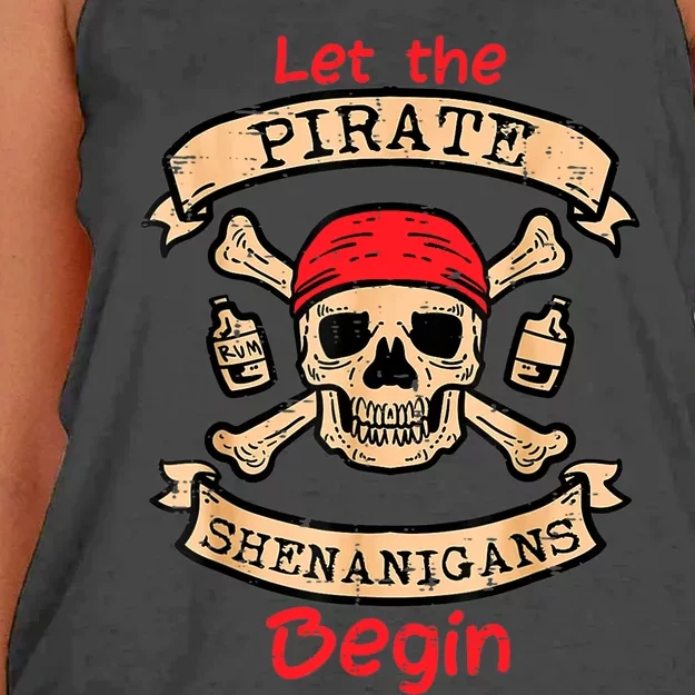 Let The Pirate Shenanigans Begin - Crossbones Freebooter Women's Knotted Racerback Tank