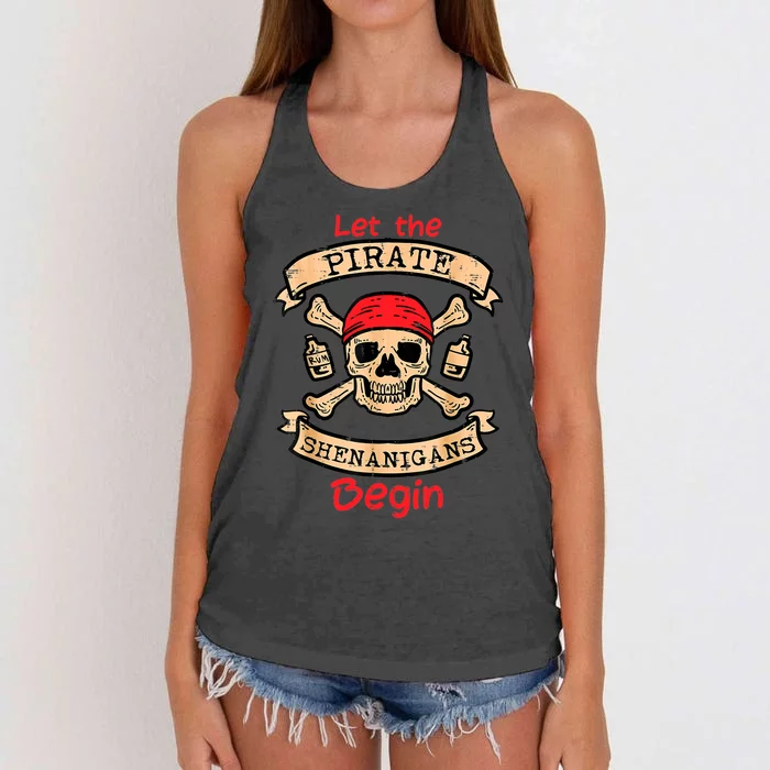 Let The Pirate Shenanigans Begin - Crossbones Freebooter Women's Knotted Racerback Tank