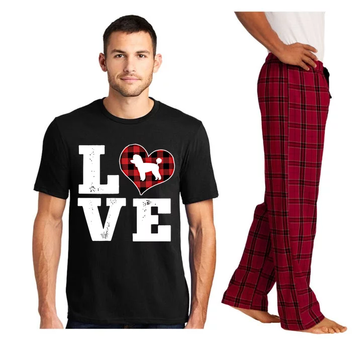 Love Toy Poodle Dog Lover Funny Gift Buffalo Plaid Valentines Day Gift Pajama Set