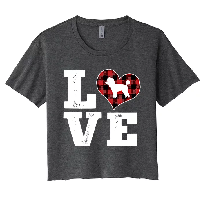 Love Toy Poodle Dog Lover Funny Gift Buffalo Plaid Valentines Day Gift Women's Crop Top Tee