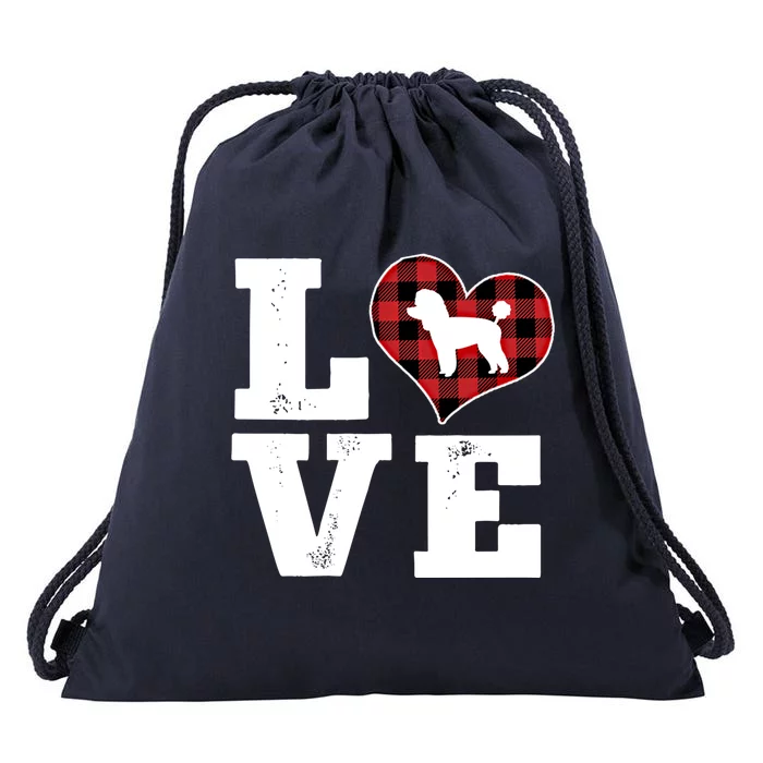 Love Toy Poodle Dog Lover Funny Gift Buffalo Plaid Valentines Day Gift Drawstring Bag