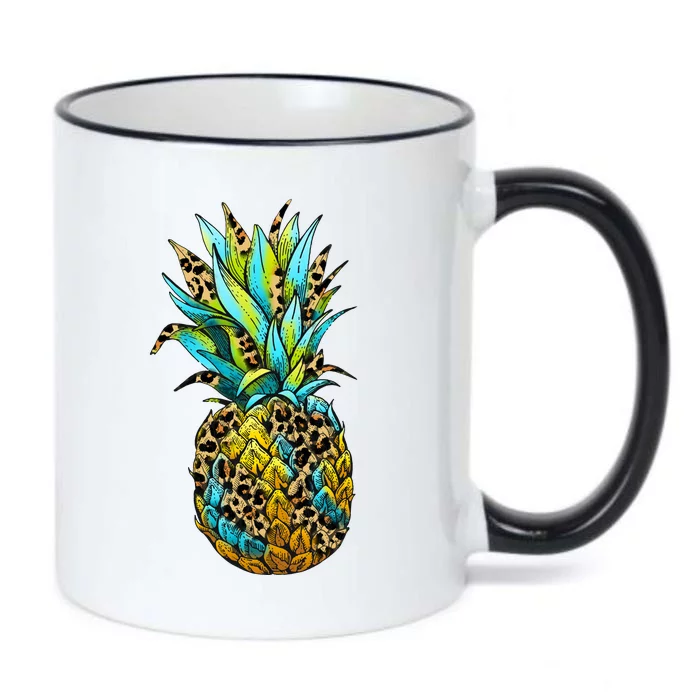 Leopard Tropical Pineapple Black Color Changing Mug