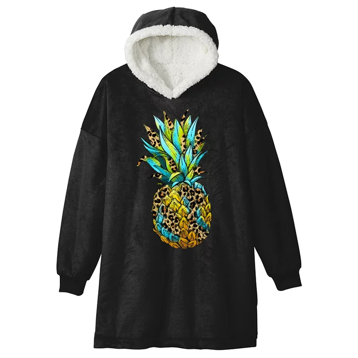 Leopard Tropical Pineapple Hooded Wearable Blanket