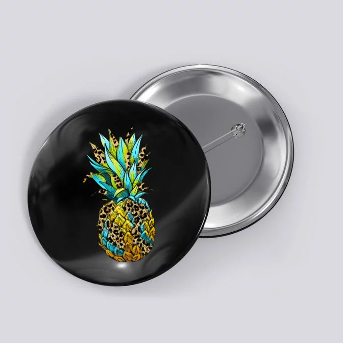 Leopard Tropical Pineapple Button