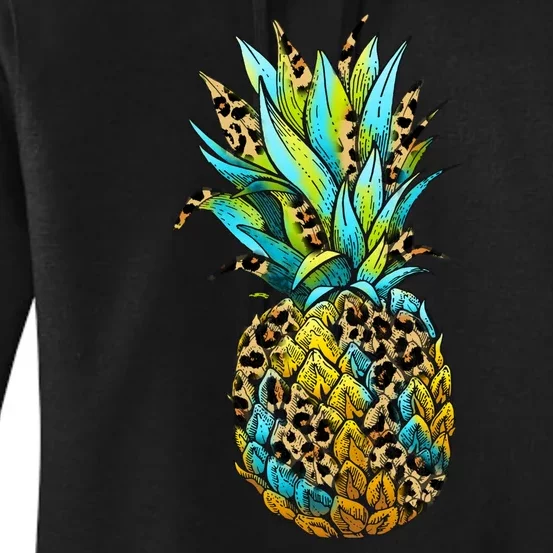 Leopard Tropical Pineapple Women's Pullover Hoodie