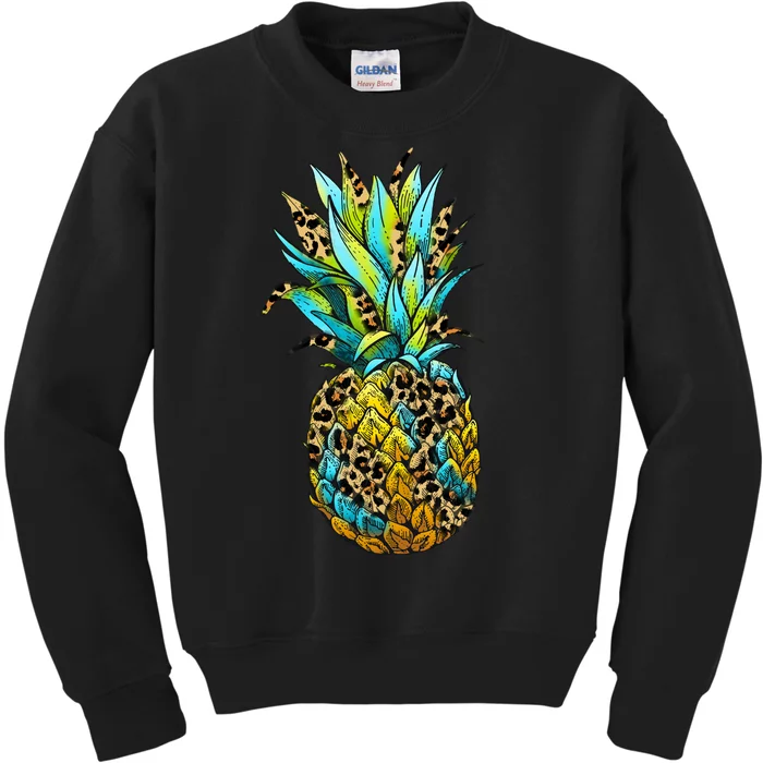 Leopard Tropical Pineapple Kids Sweatshirt