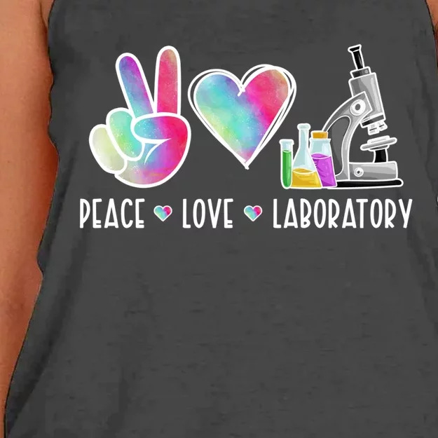 Lab Technologist Peace Love Laboratory Tech Gift Women's Knotted Racerback Tank