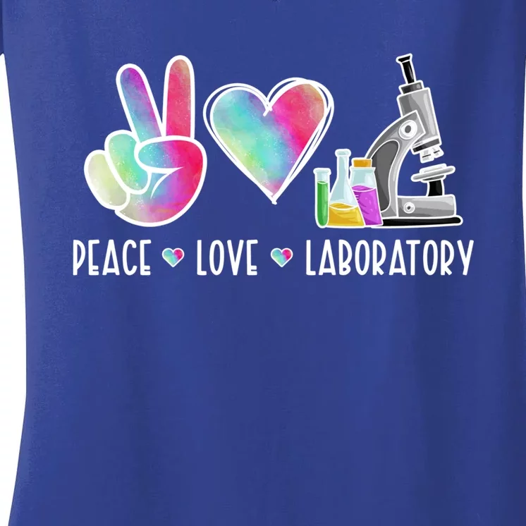 Lab Technologist Peace Love Laboratory Tech Gift Women's V-Neck T-Shirt