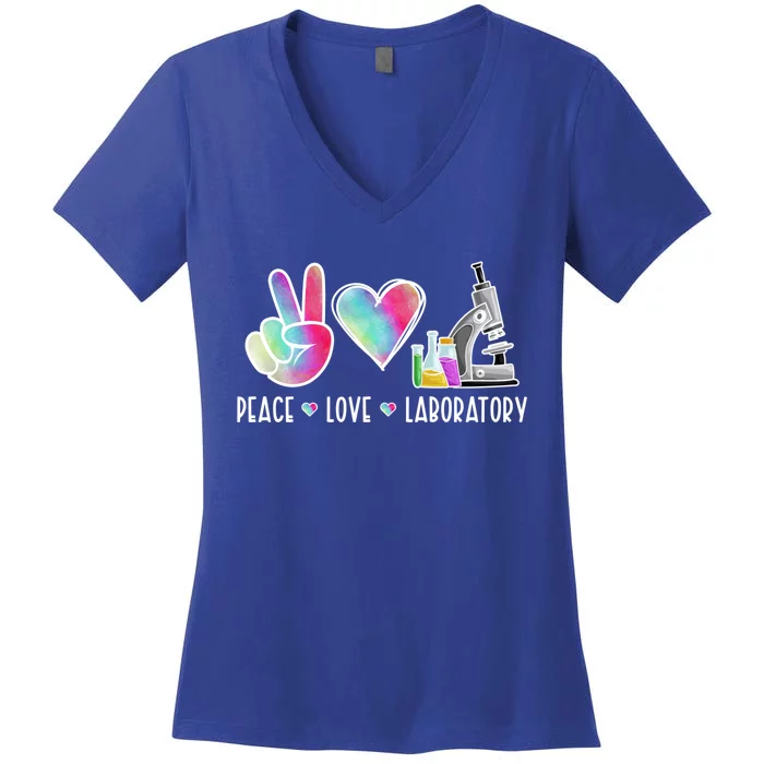 Lab Technologist Peace Love Laboratory Tech Gift Women's V-Neck T-Shirt