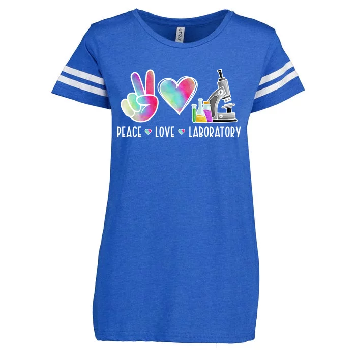 Lab Technologist Peace Love Laboratory Tech Gift Enza Ladies Jersey Football T-Shirt