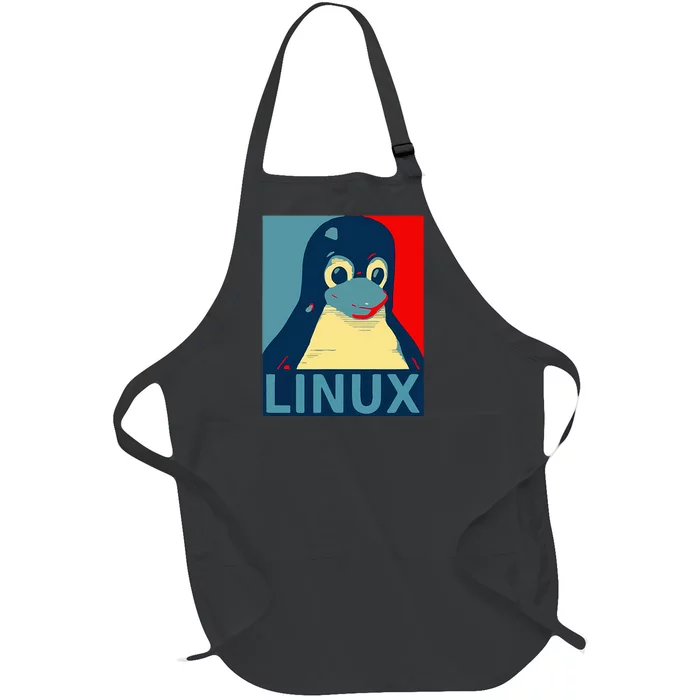 Linux Tux Penguin Graphic Design Full-Length Apron With Pocket