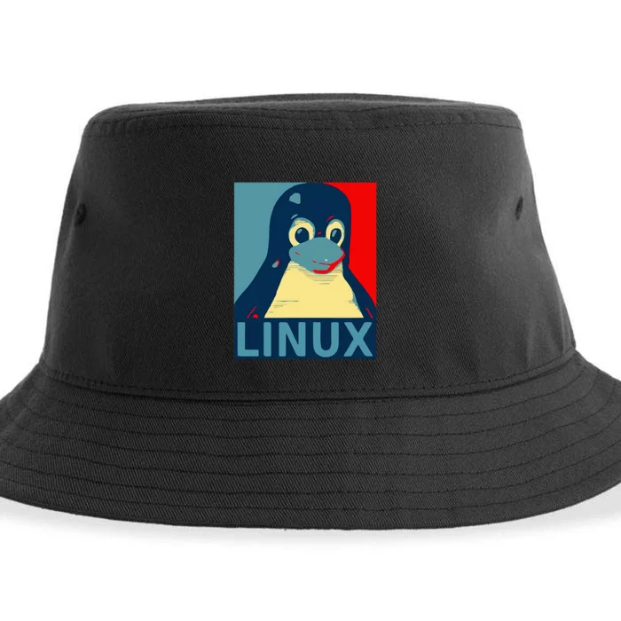 Linux Tux Penguin Graphic Design Sustainable Bucket Hat