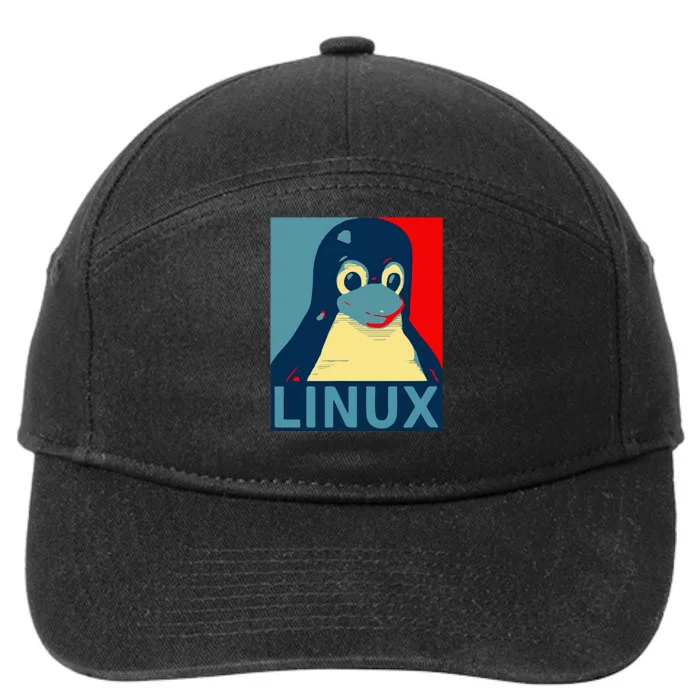 Linux Tux Penguin Graphic Design 7-Panel Snapback Hat