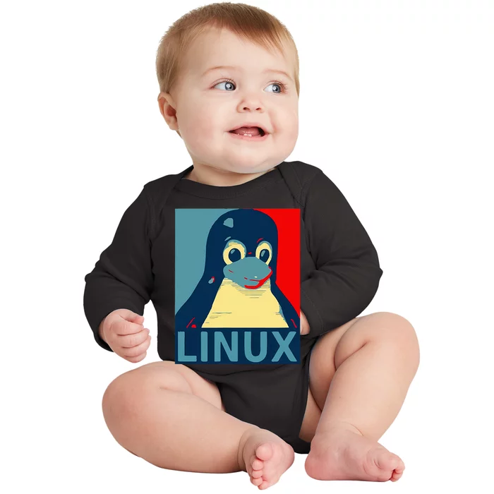 Linux Tux Penguin Graphic Design Baby Long Sleeve Bodysuit