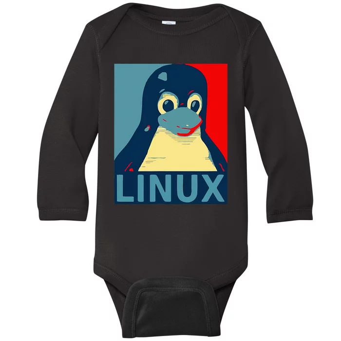 Linux Tux Penguin Graphic Design Baby Long Sleeve Bodysuit