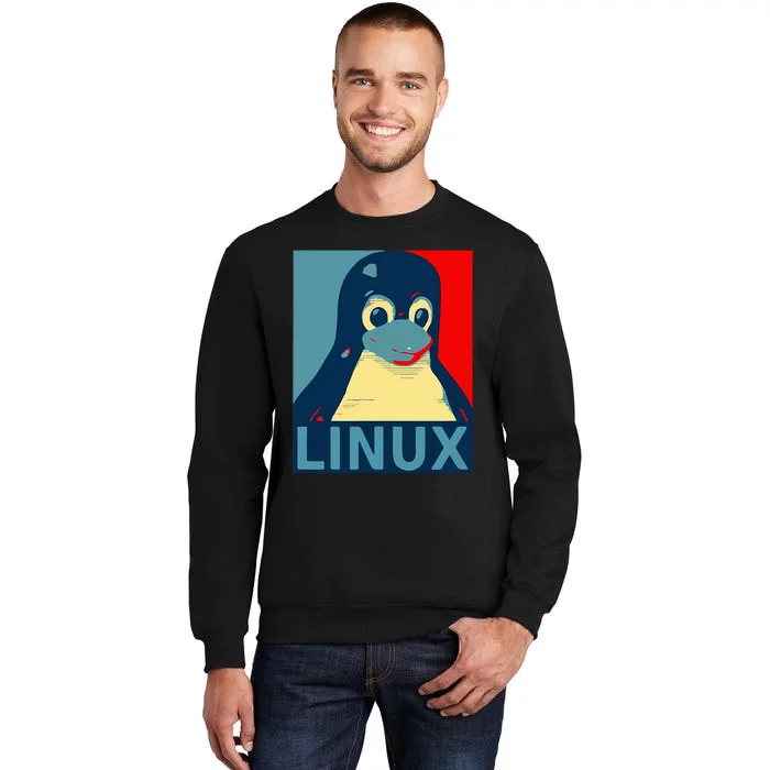 Linux Tux Penguin Graphic Design Tall Sweatshirt