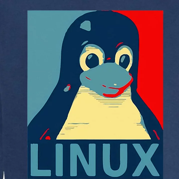 Linux Tux Penguin Graphic Design Garment-Dyed Sweatshirt