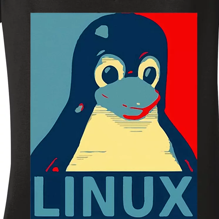 Linux Tux Penguin Women's V-Neck T-Shirt