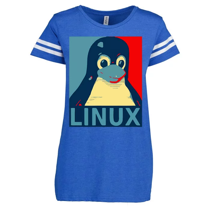 Linux Tux Penguin Enza Ladies Jersey Football T-Shirt