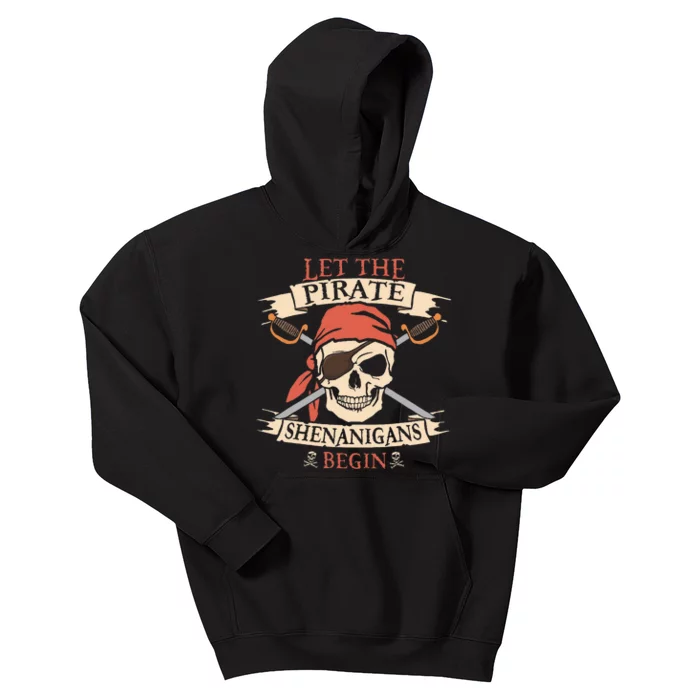 Let The Pirate Shenanigans Begin Halloween Skull Bandana Boy Kids Hoodie