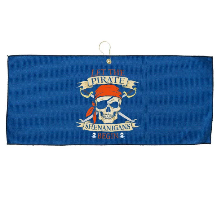 Let The Pirate Shenanigans Begin Halloween Skull Bandana Boy Large Microfiber Waffle Golf Towel