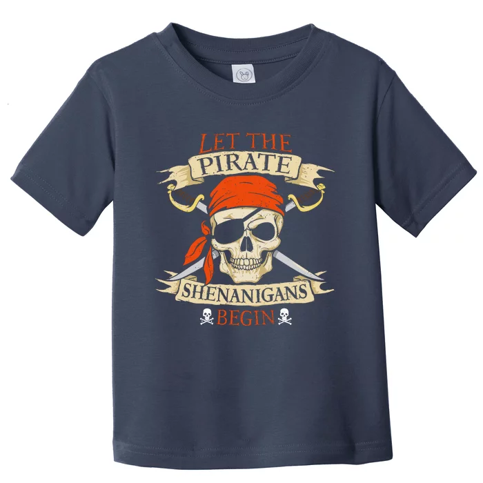 Let The Pirate Shenanigans Begin Halloween Skull Bandana Boy Toddler T-Shirt