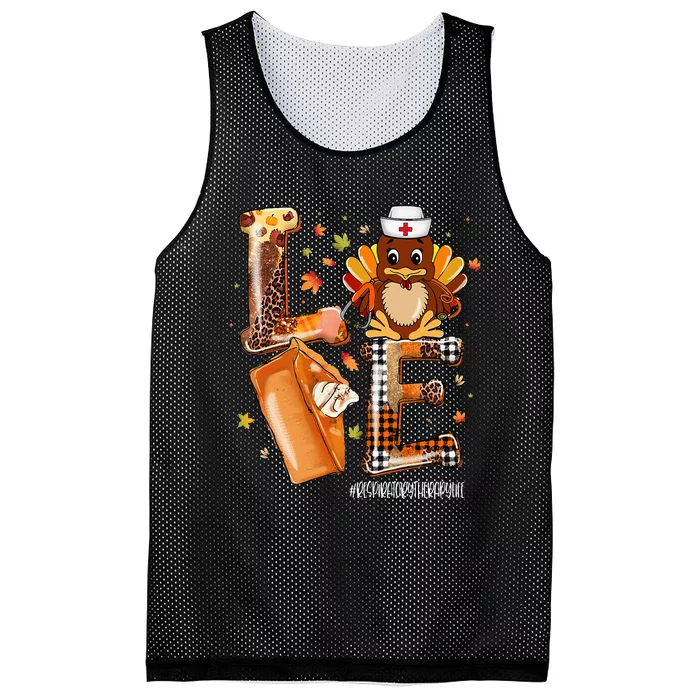 Love Turkey Pilgrim Respiratory Therapy Life Thanksgiving Mesh Reversible Basketball Jersey Tank