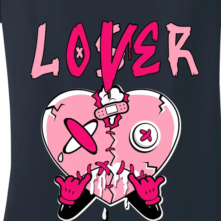 Low Triple Pink Tee Loser Lover Heart Dripping Triple Pink Women's V-Neck T-Shirt