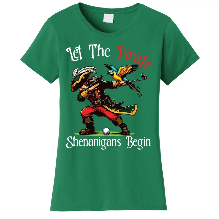 Let The Pirate Shenanigans Begin Golf Pirate Halloween Vneck Women's T-Shirt