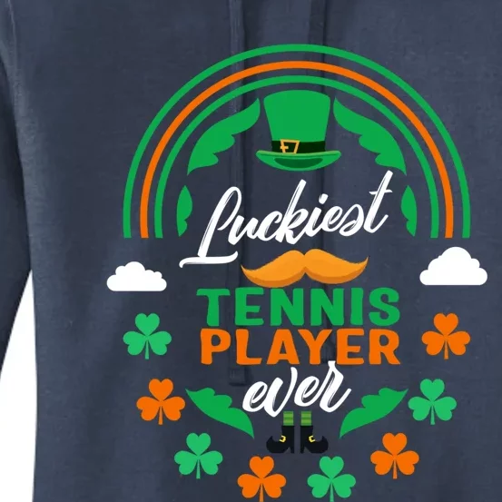 Luckiest Tennis Player Ever Shamrock Top Hat St Patricks Day Cool Gift Women's Pullover Hoodie