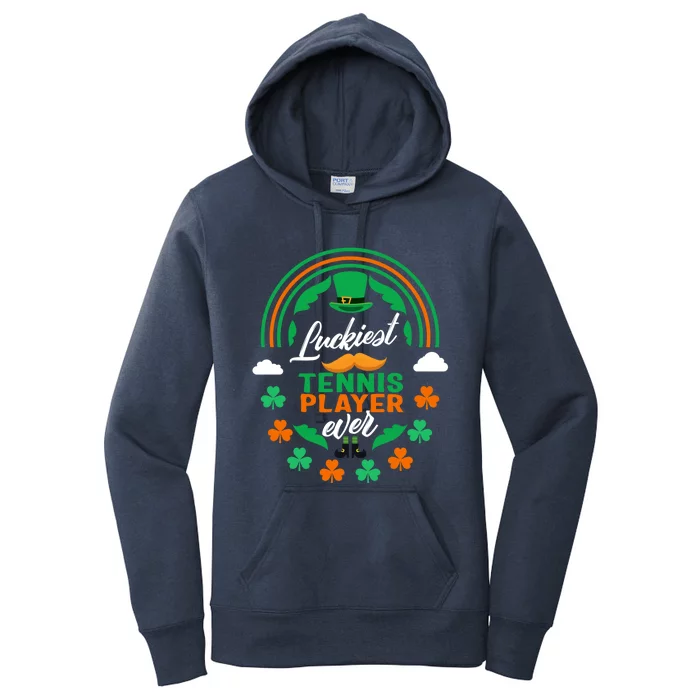 Luckiest Tennis Player Ever Shamrock Top Hat St Patricks Day Cool Gift Women's Pullover Hoodie