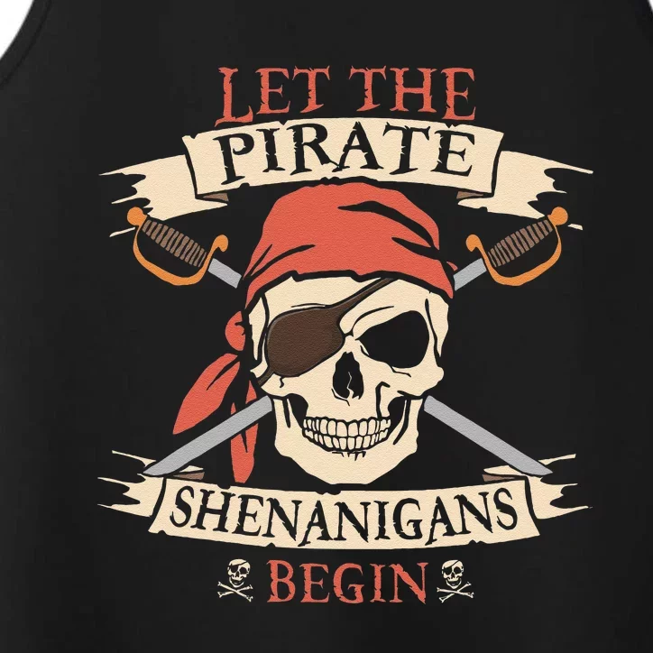 Let The Pirate Shenanigans Begin Halloween Skull Bandana Performance Tank