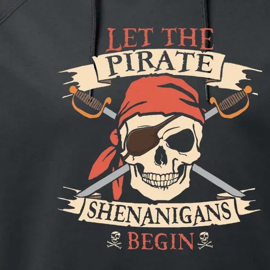 Let The Pirate Shenanigans Begin Halloween Skull Bandana Performance Fleece Hoodie