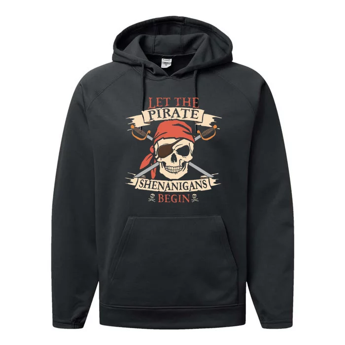 Let The Pirate Shenanigans Begin Halloween Skull Bandana Performance Fleece Hoodie