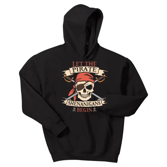 Let The Pirate Shenanigans Begin Halloween Skull Bandana Kids Hoodie