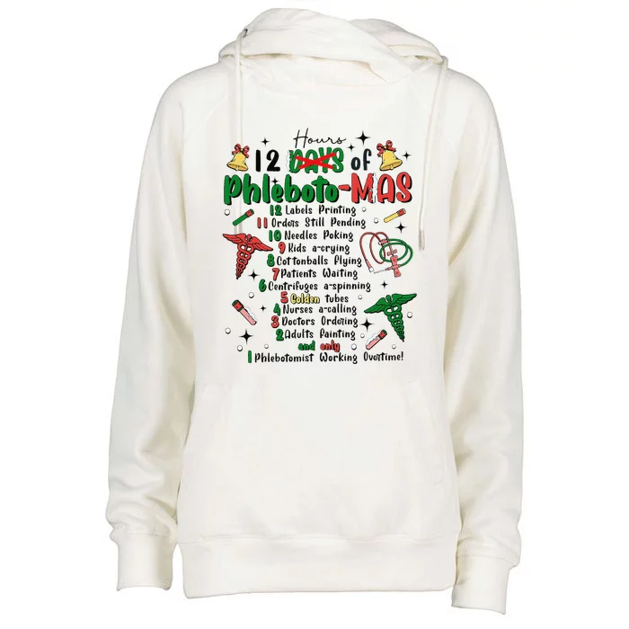 Lab Tech Phlebotomist Christmas Phlebotomy Tech Blood Tube Womens Funnel Neck Pullover Hood