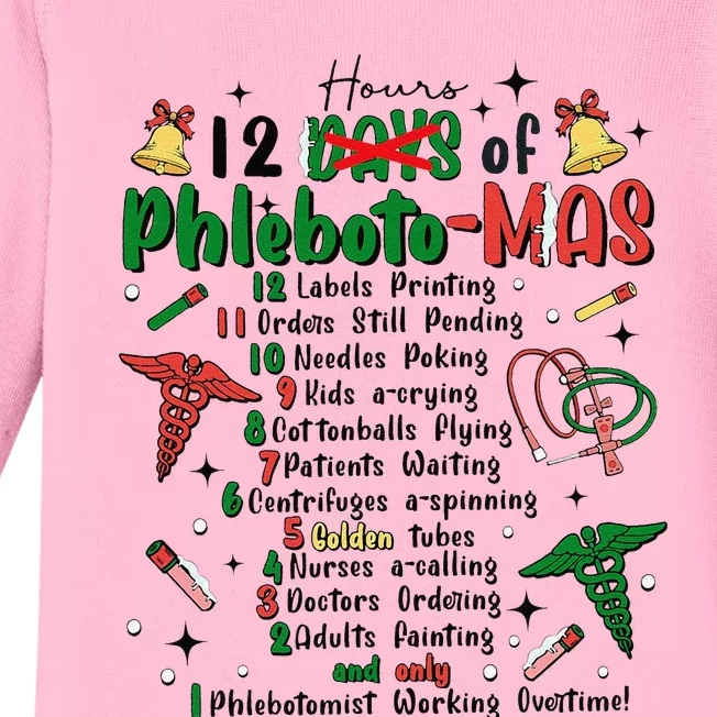 Lab Tech Phlebotomist Christmas Phlebotomy Tech Blood Tube Baby Long Sleeve Bodysuit